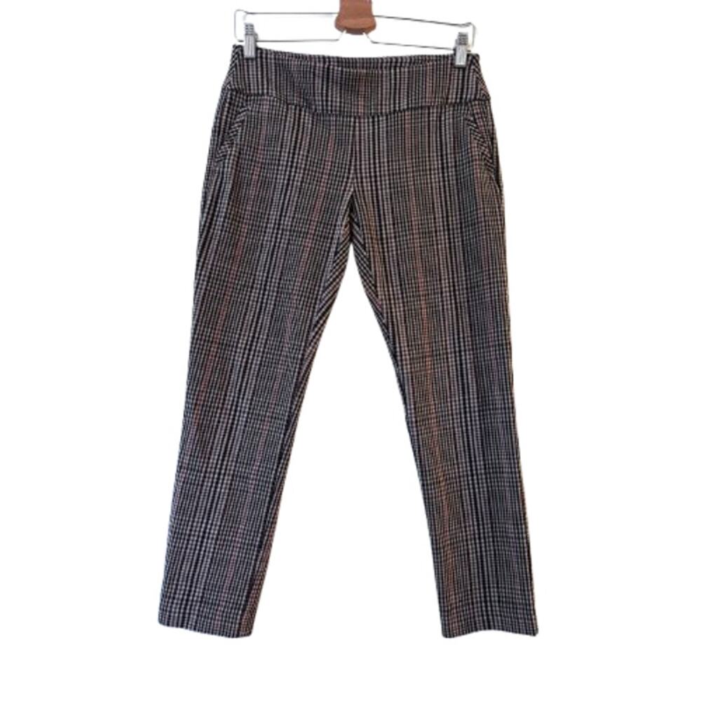 Attyre New York Plaid Pants 4 Multicolor Flat Front Pull On Cropped Stretch